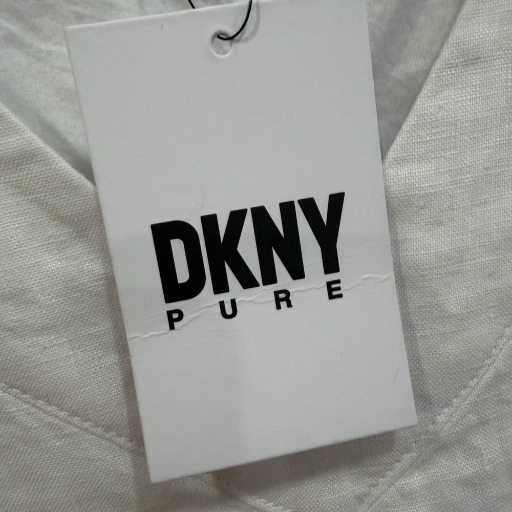 DKNY Pure White V-Neck Linen Maxi Dress size XL NWT - Picture 6 of 9